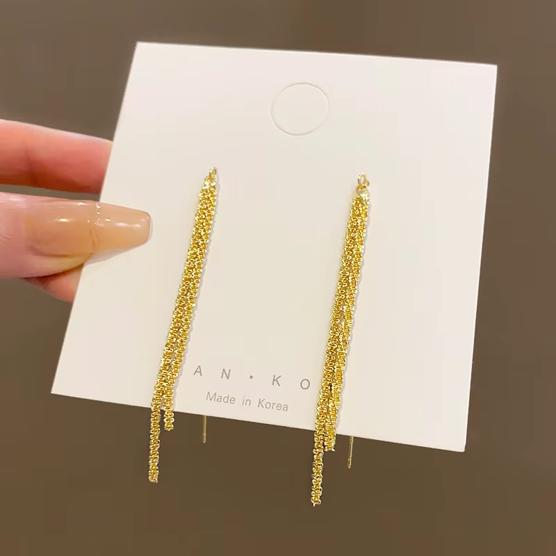 Boucles d'oreilles longues à pampilles pour femmes et filles, tendance, mode coréenne, Fine, mariage