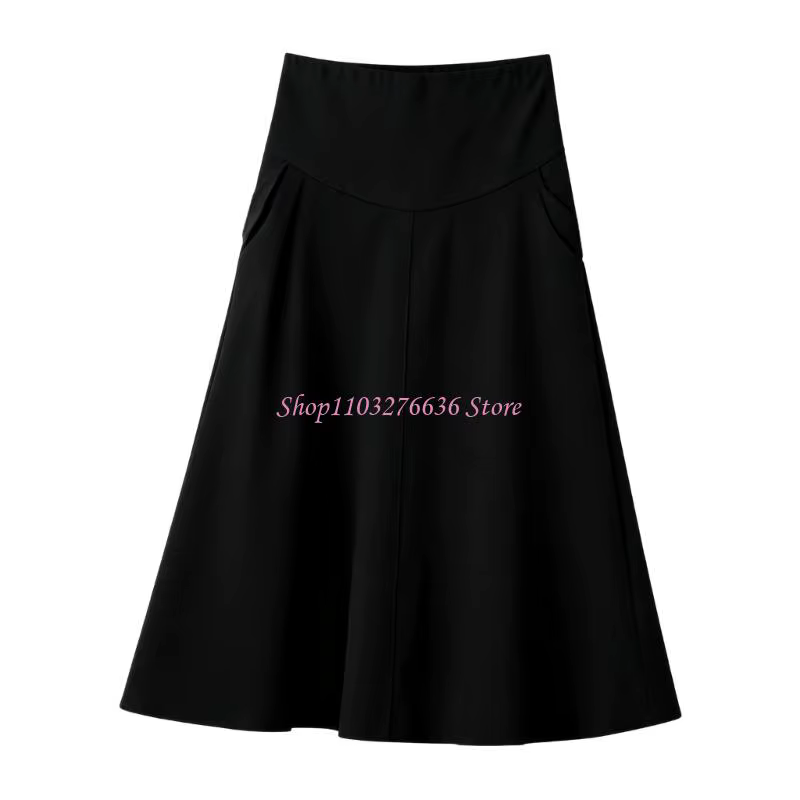 R6FD – jupe maternité fluide avec taille élastique, tissu confortable en coton pour femmes enceintes