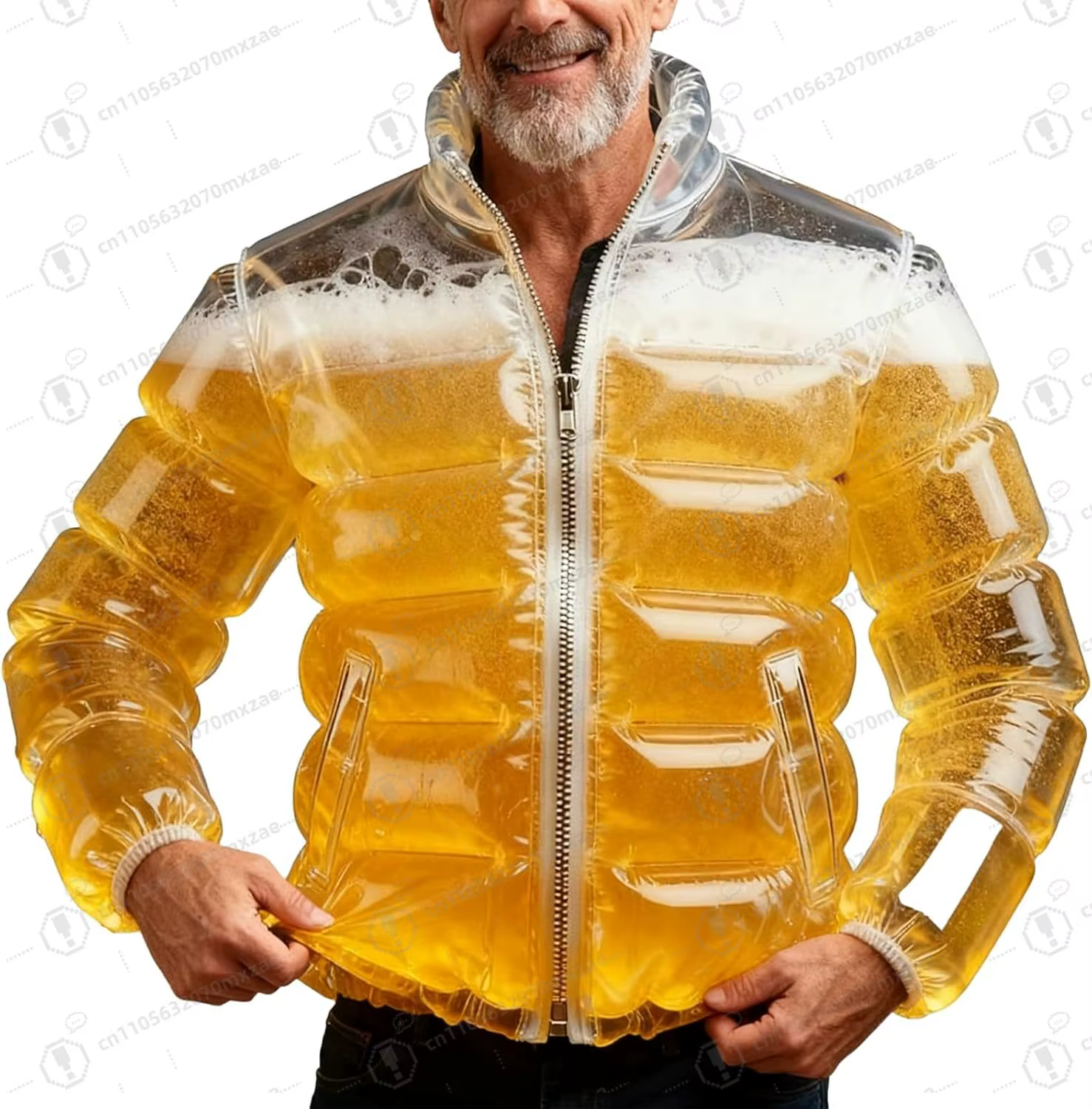 Veste de bière avec paille pour hommes et femmes, veste bouffante de bière chaude transparente, vest