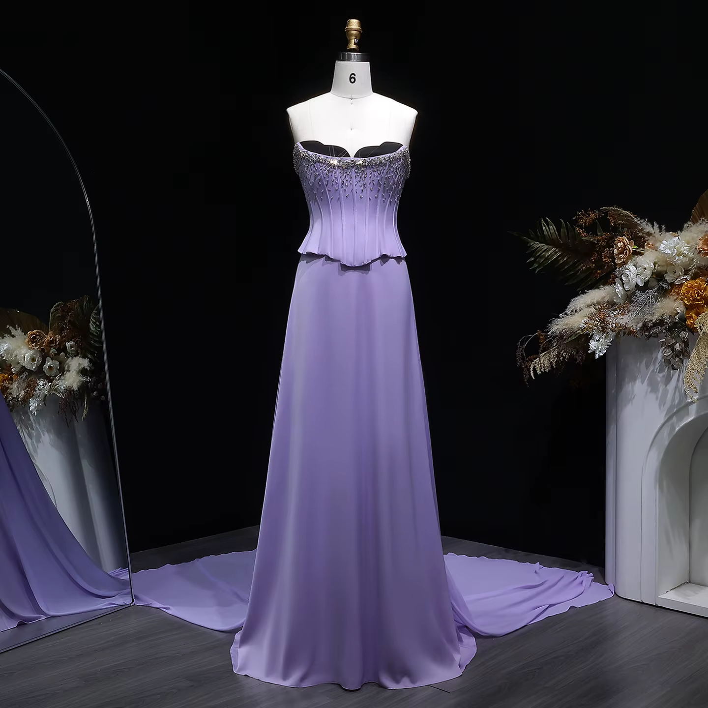 Robes de soirée deux pièces Sharon Said Lilac pour femmes, corset festonné de luxe, robes de bal de