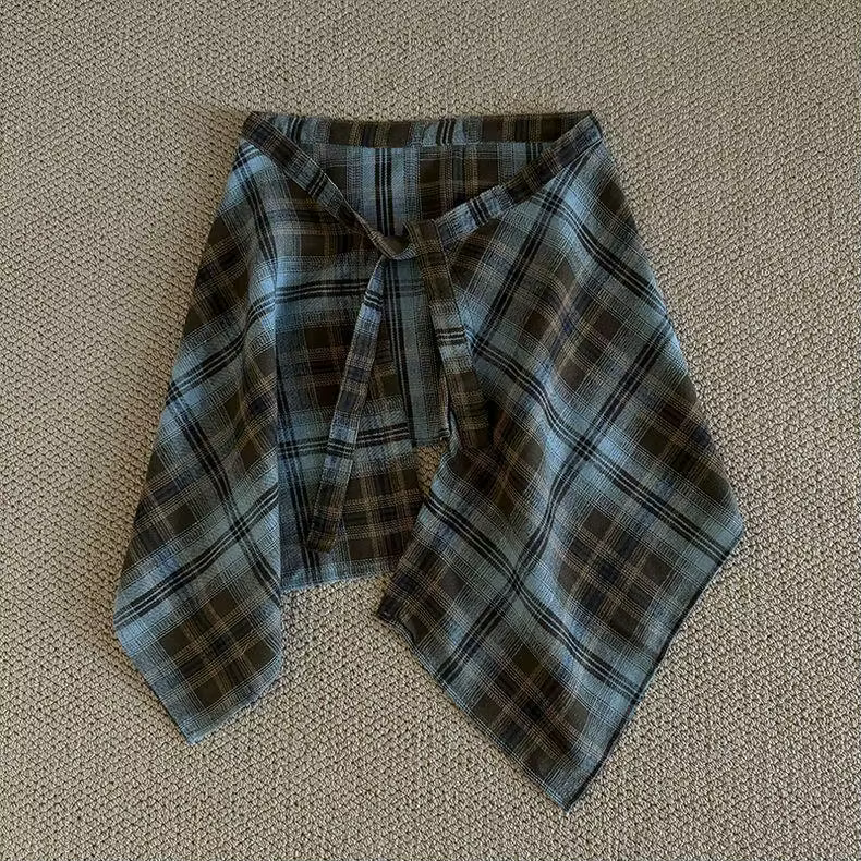 Jupe courte amovible à carreaux pour femmes et filles, style rétro américain, polyvalente, pour supe