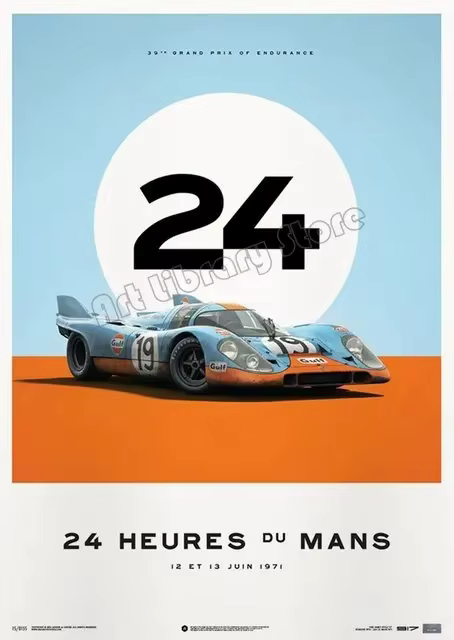 Affiche murale rétro de voiture classique, 24 heures de Le Mans, course de résistance mondiale, imag
