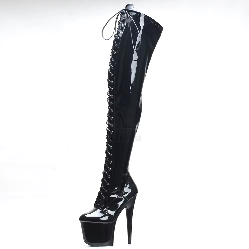 Bottes cuissardes à talon aiguille de 7 pouces avec plateforme, pour la danse exotique et la pole da