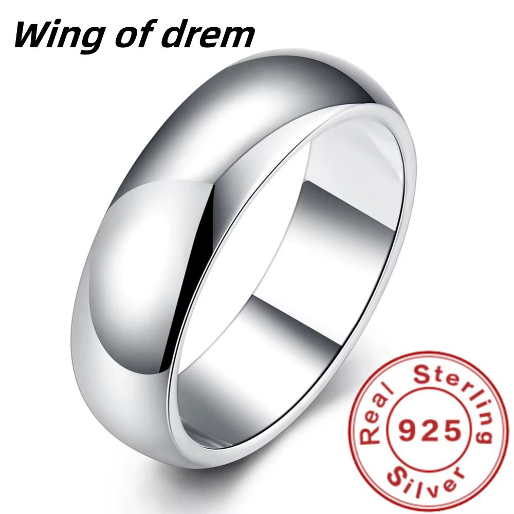 Bague en argent Sterling 925 de haute qualité, ronde et lisse, Simple, à la mode, bijoux de fête pou