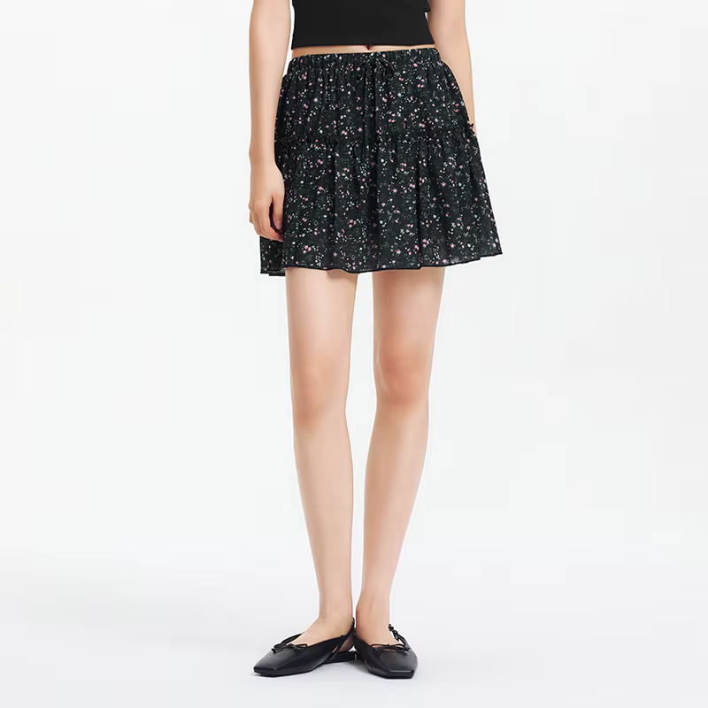 SEMIR-Jupe courte évasée à volants en mousseline de soie pour femme, jupe à imprimé floral, comparat
