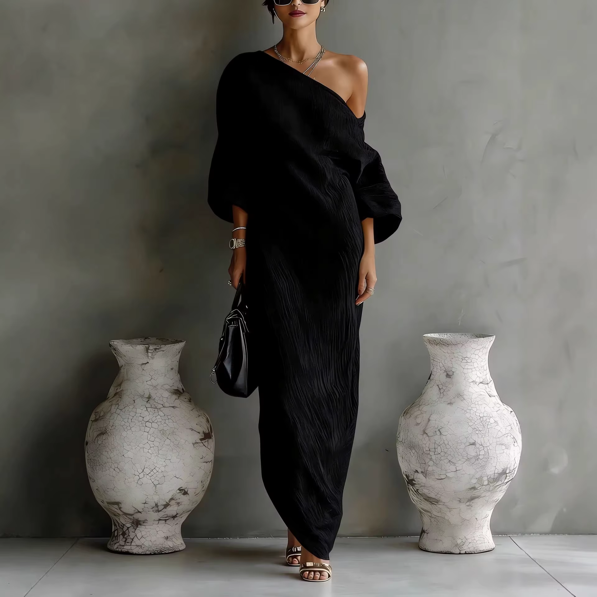 Robes pour femmes Printemps/Été 2026 Nouvelle mode haut de gamme Robe longue à manches longues et ép