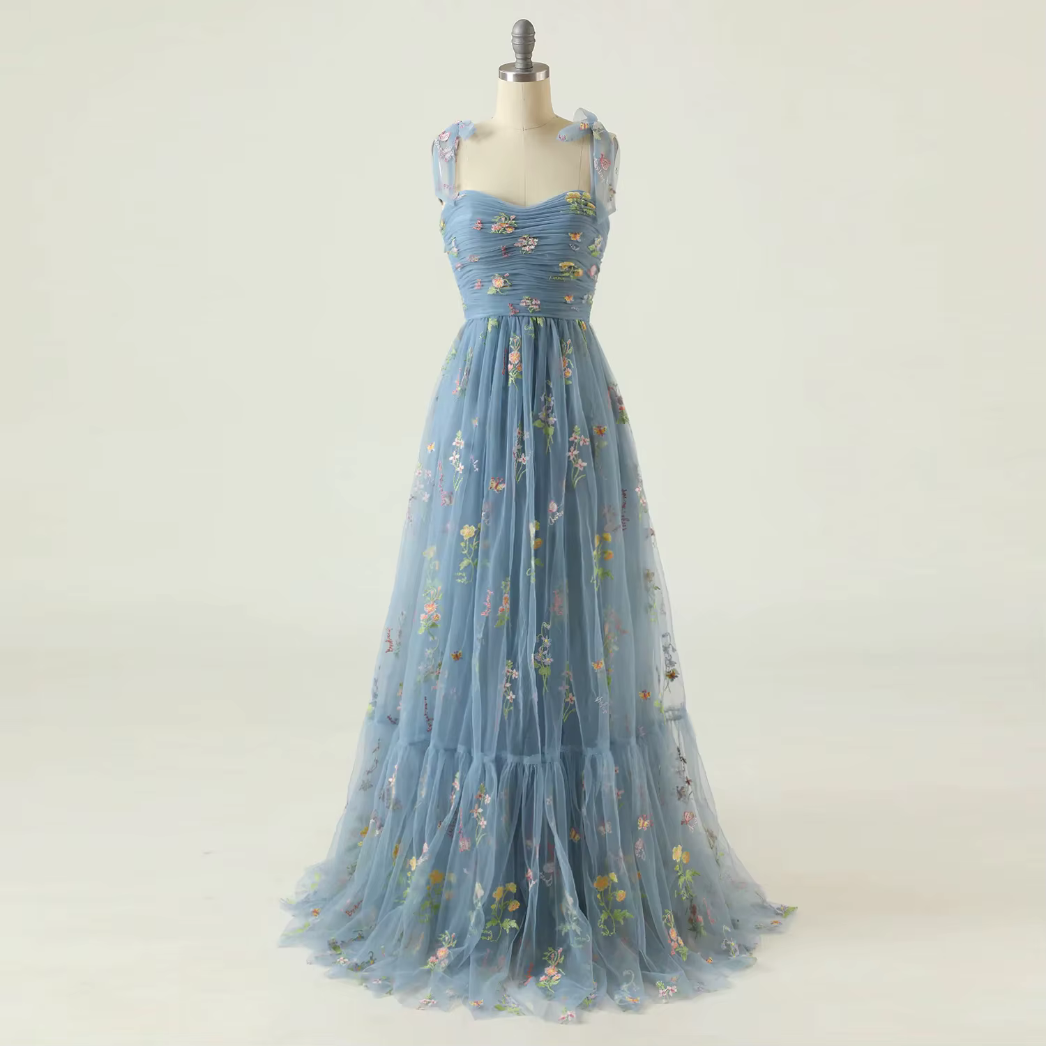 Robe de soirée longue de luxe avec broderie florale pour femmes, tenue de bal élégante, à bretelles,
