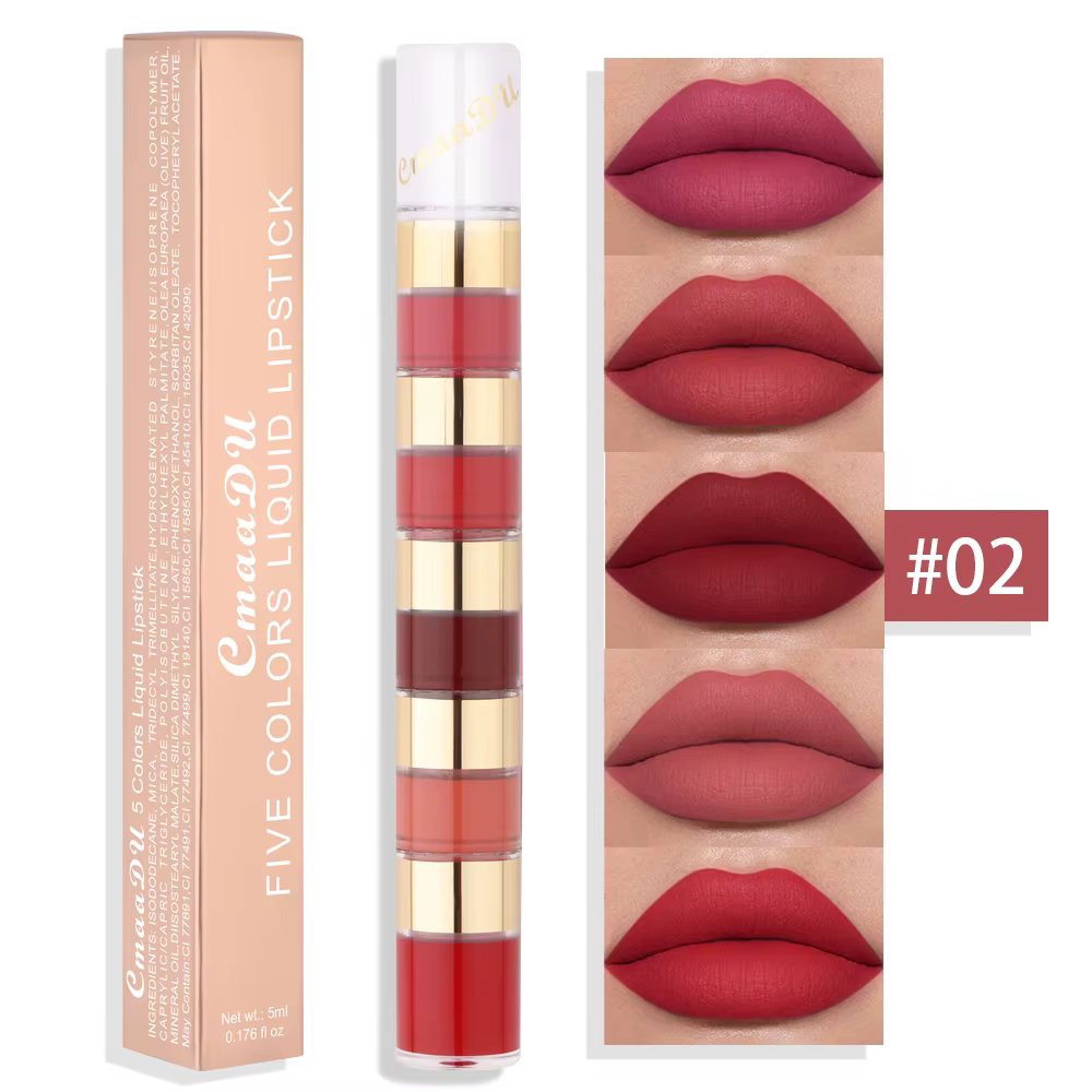 Rouge à lèvres Non collant, couleur de verrouillage longue durée, brillant à lèvres mat, imperméable
