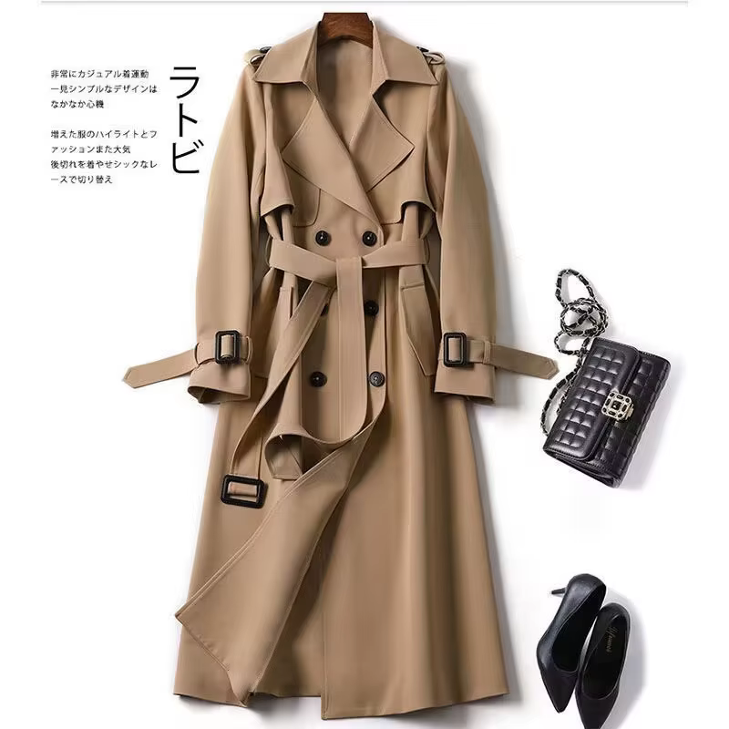 Manteau trench pour femme, longueur moyenne, printemps-automne, nouvelle version coréenne, grande ta