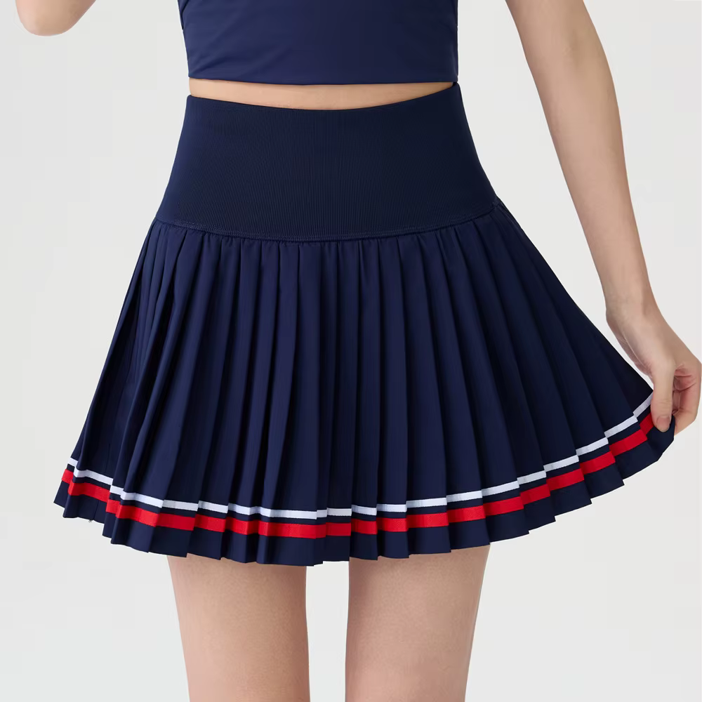 Nouvelle jupe de tennis, jupe de sport taille haute amincissante, jupe plissée mi-longue à séchage r