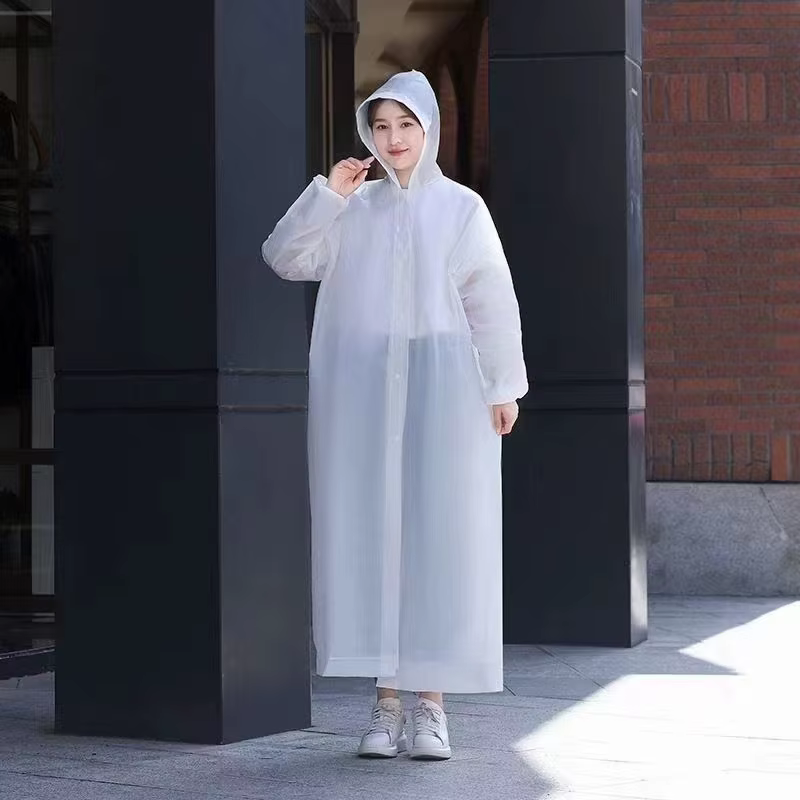 1PC Manteau de pluie long imperméable pour femme, veste de pluie à capuche en EVA, poncho pour homme