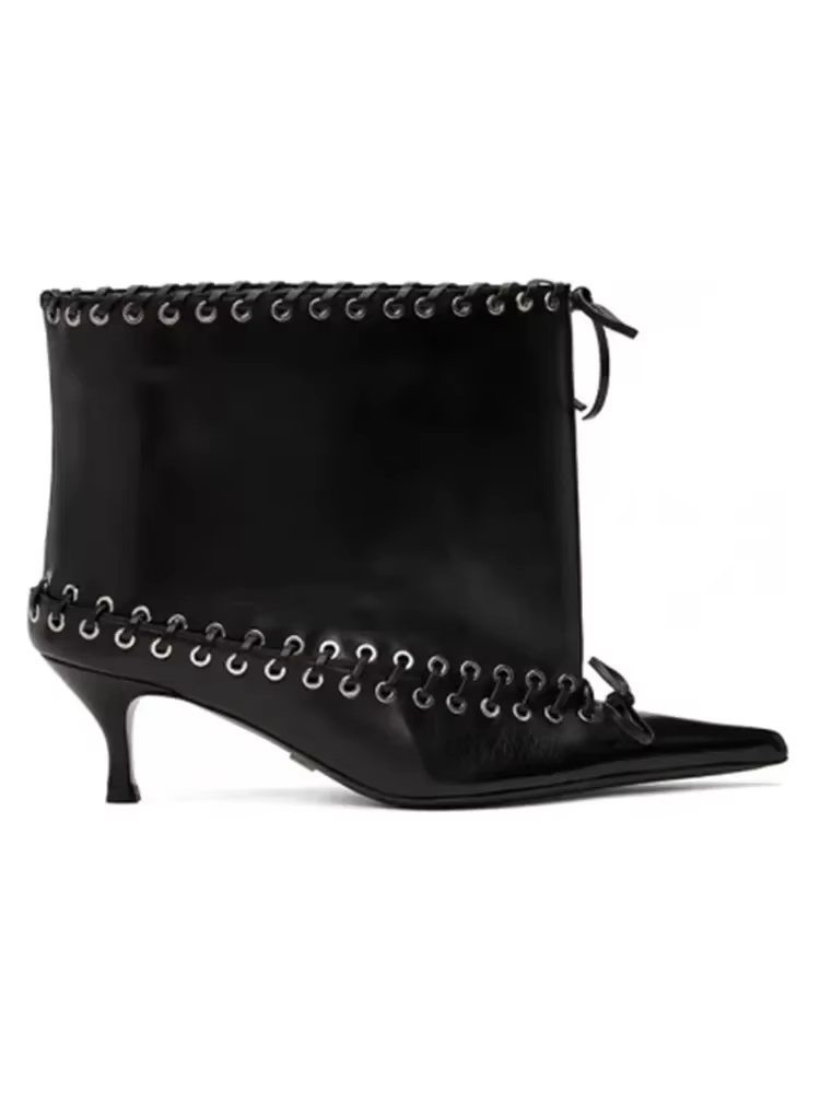 Nouvelles bottes courtes à jambes larges et à talons hauts pour femmes, bottes hautes pointues pour