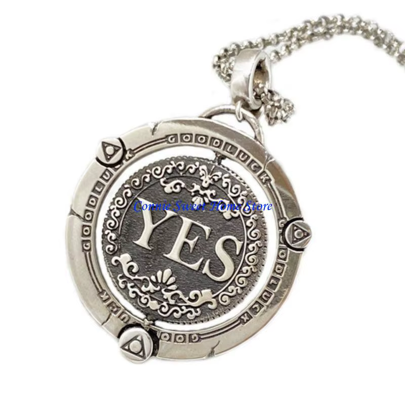 LXAF – collier avec pendentif en forme pièce monnaie rotative, Vintage, réglable, chaîne clavicule,