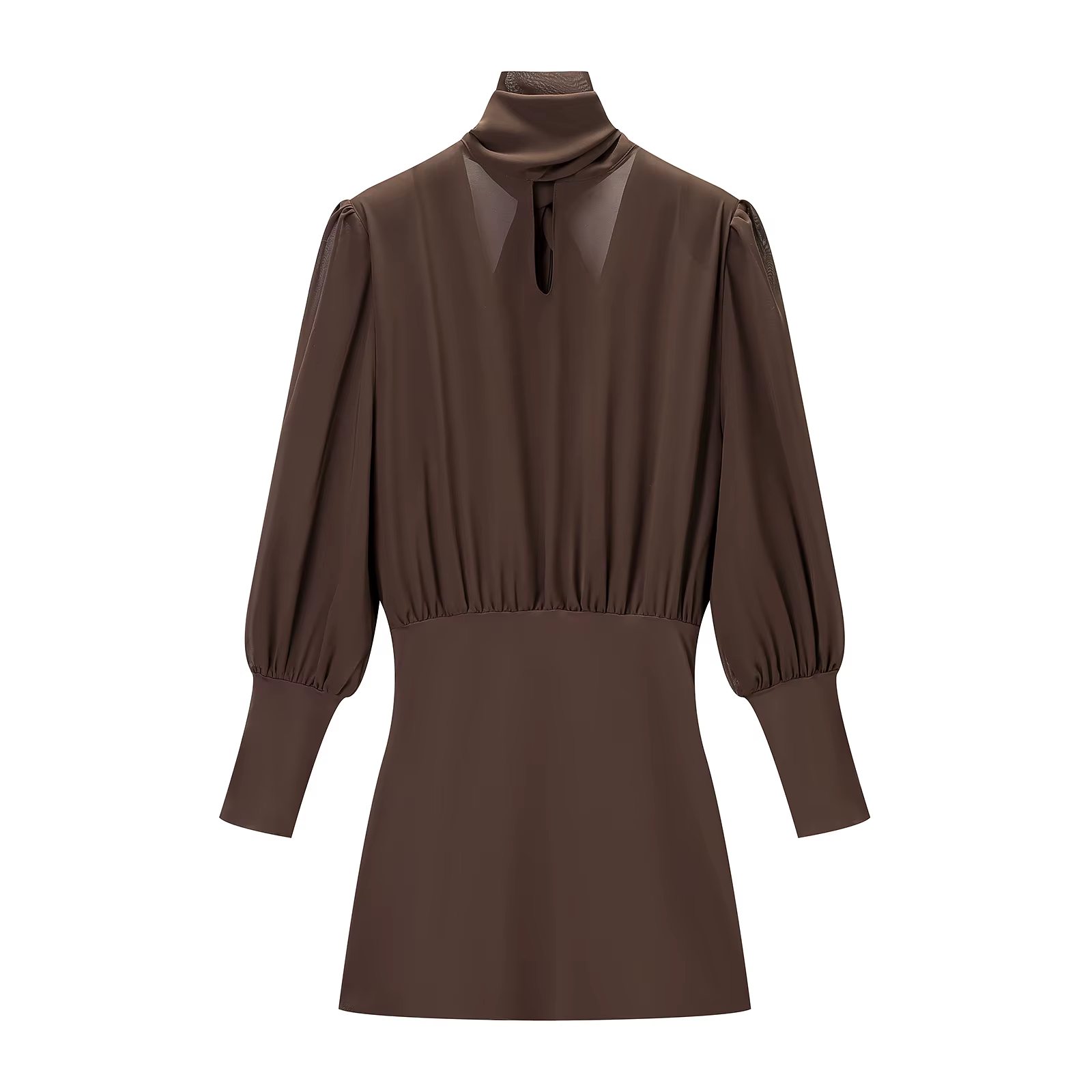 CharmChant – robe à cravate marron pour femmes, dos nu, coupe cintrée, manches longues, moulante, Mi