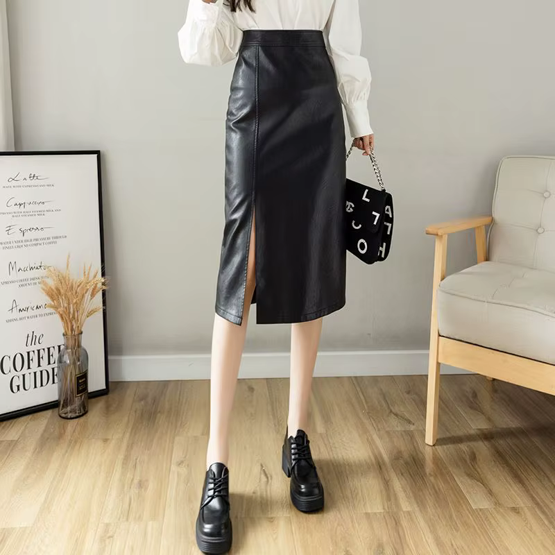 Jupe mi-longue, nouveau Style pour printemps et automne, taille haute, fente amincissante, polyvalen