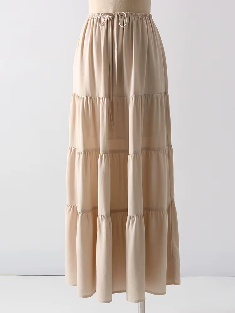 Jupe longue marron femmes été coton à volants jupe florale femme luxe vert cravate ample blanc femme