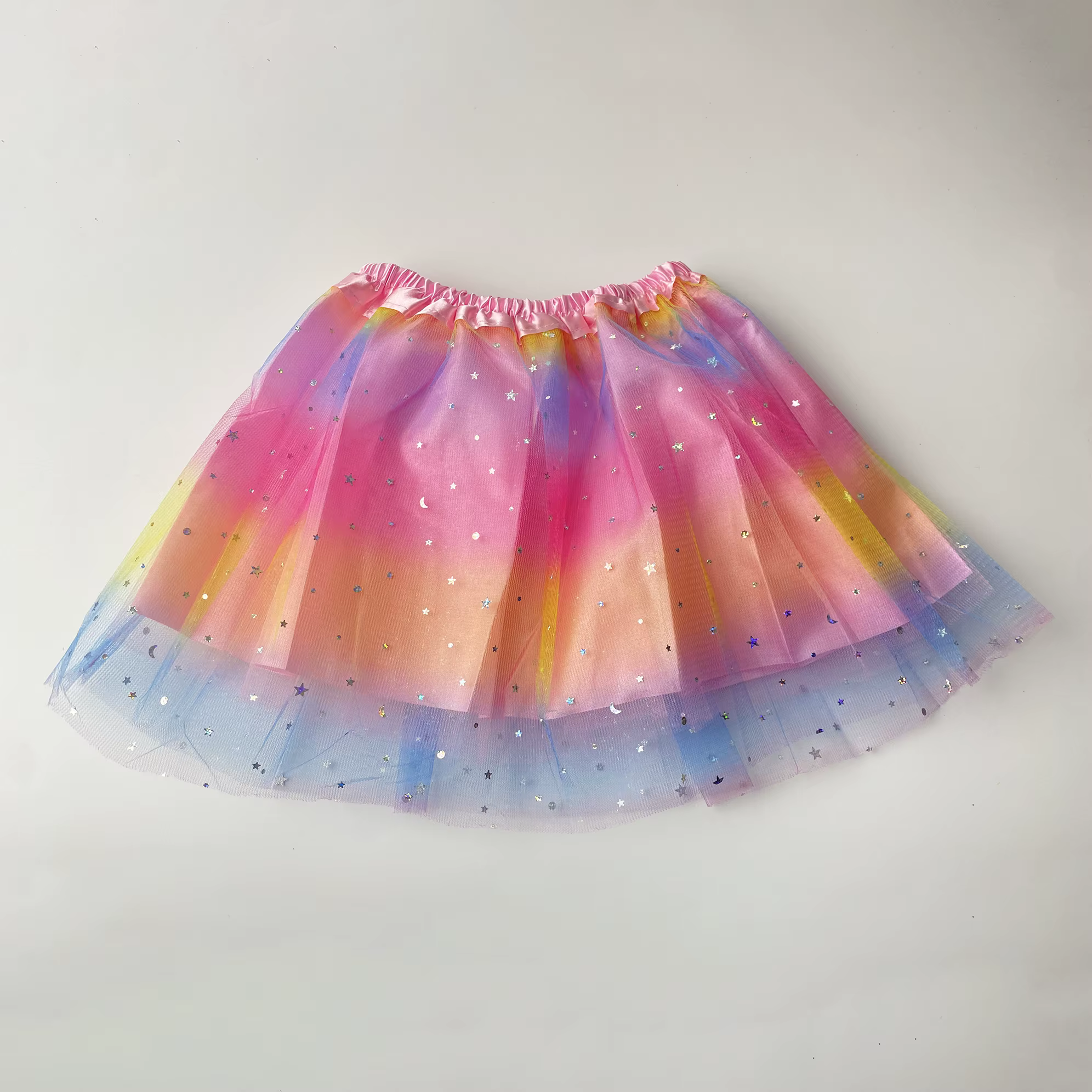 Jupe Tutu étoile lune scintillante pour filles, rose, violet, bleu, jaune, rose, rouge, longueur 30c