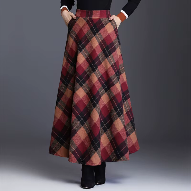 Jupe mini en laine à carreaux, taille haute, coupe trapèze, pour femme, automne-hiver, nouveau style