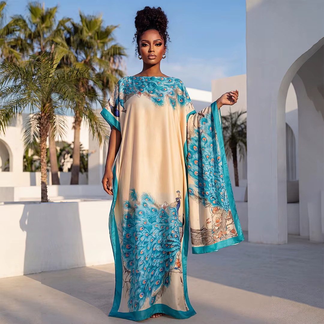 Châle long pour femme, style Dubaï, design MUMU, en soie douce, accessoire de robe de plage estivale