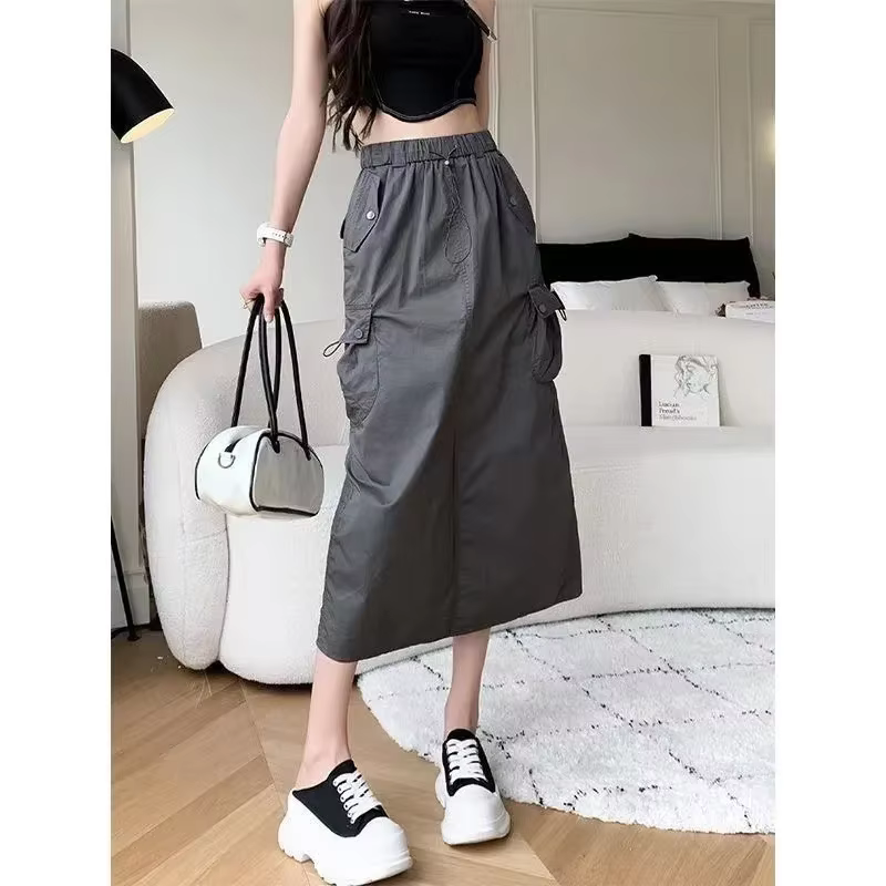 Jupe demi-corps fendue mi-longue pour femmes, vêtements de travail Wstring de proximité, jupe une ét