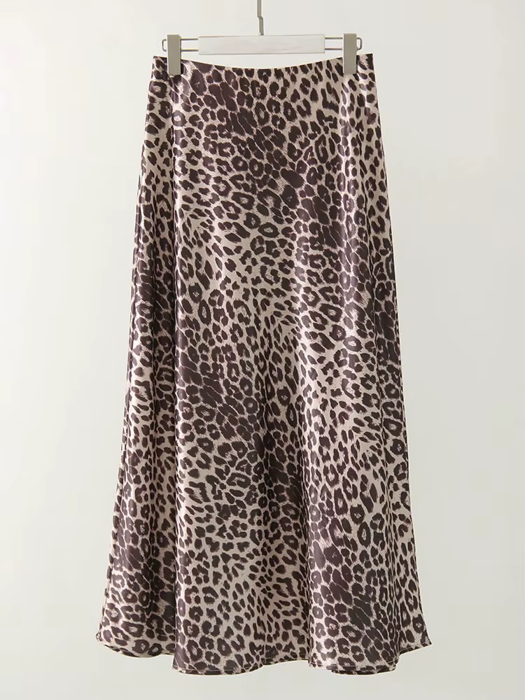 Jupes longues léopard élégantes pour femmes, vêtements de bureau, jupe trapèze mince pour dames, tai