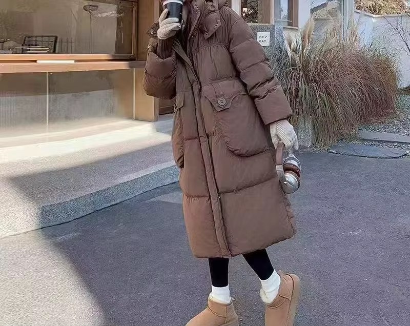 Doudoune mode moyenne et longue doudoune décontractée à capuche épaissie et polyvalente