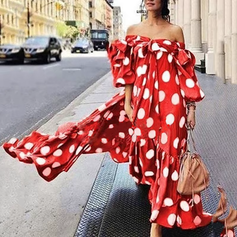 Robe longue décontractée bohème à pois, style élégant et doux, nouvelle collection printemps, robe f