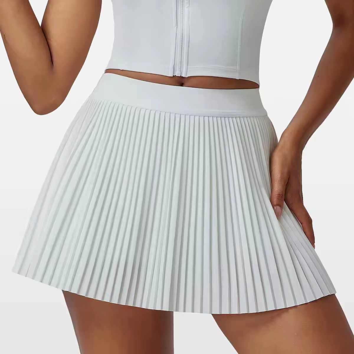 Jupe plissée de tennis pour femme, été 2026, 2-en-1, anti-transparence, avec short intégré, mini-jup