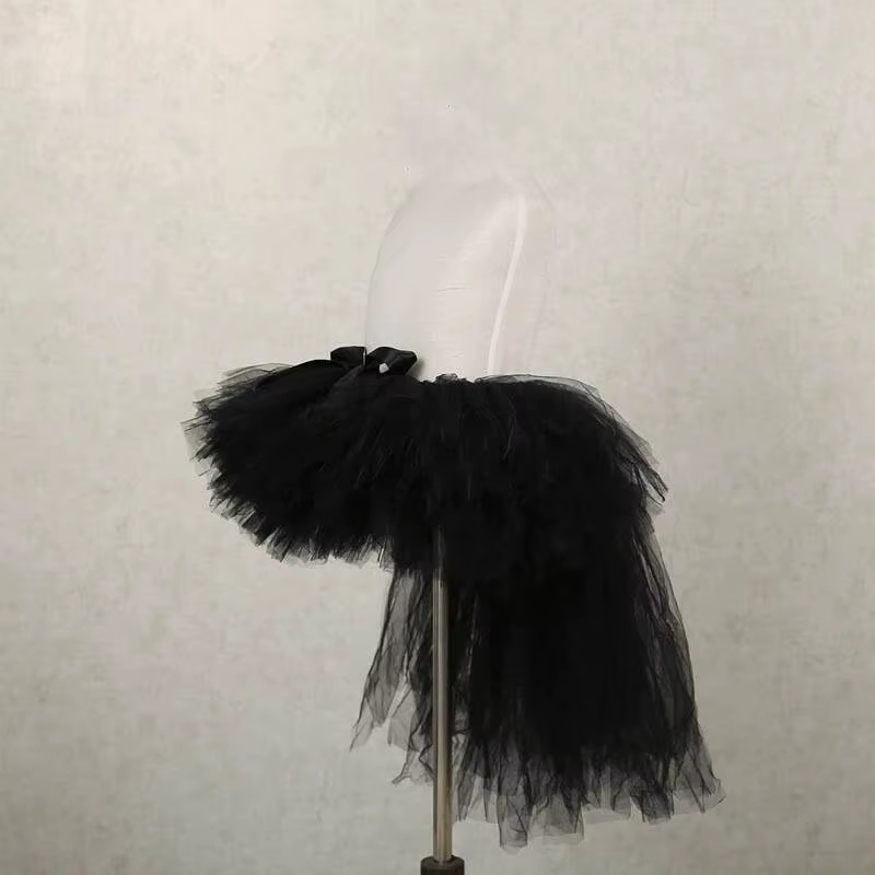 Jupes traînantes noires solides pour filles, jupe Tutu avec queue, princesse fille, Tutus de fête mo