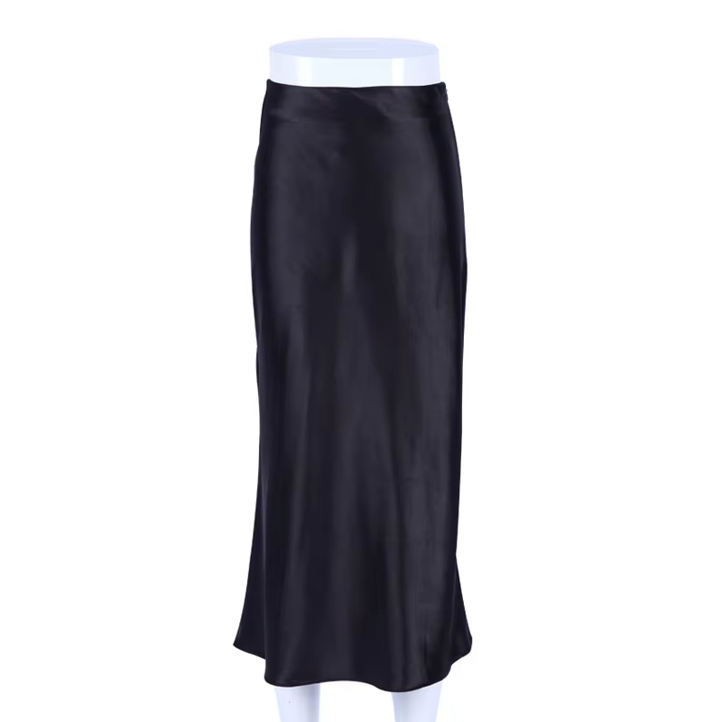2025 élégant solide violet Satin soie jupe femmes taille haute été jupe longue nouvelles dames burea