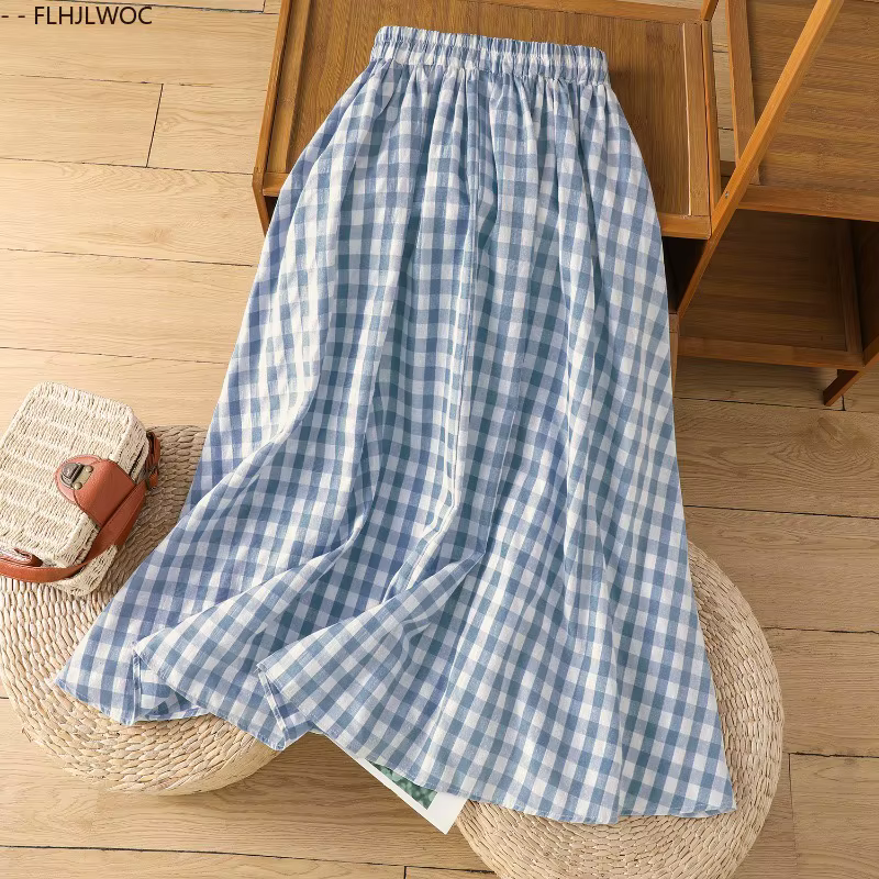 Jupes en coton et lin Art Mori Girls, style japonais mignon et doux, FLHJLWOC, jupe longue décontrac