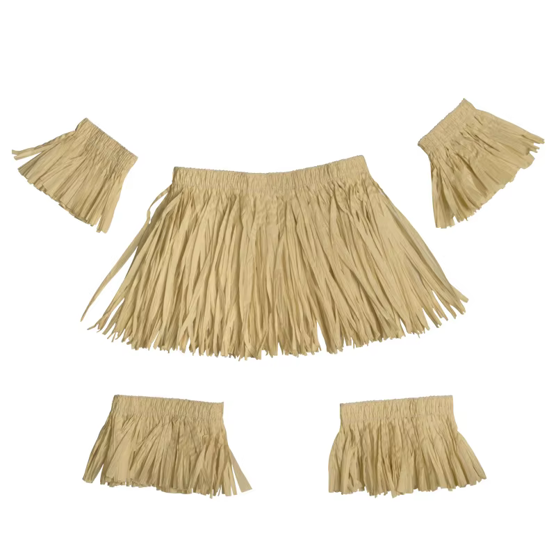 Jupe hawaïenne en herbe pour hommes et femmes, imitant le papier d'herbe Lafite pour les spectacles