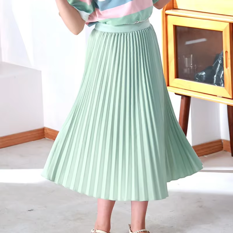 Jupe longue plissée en mousseline de soie pour filles, vêtements décontractés pour enfants, taille é