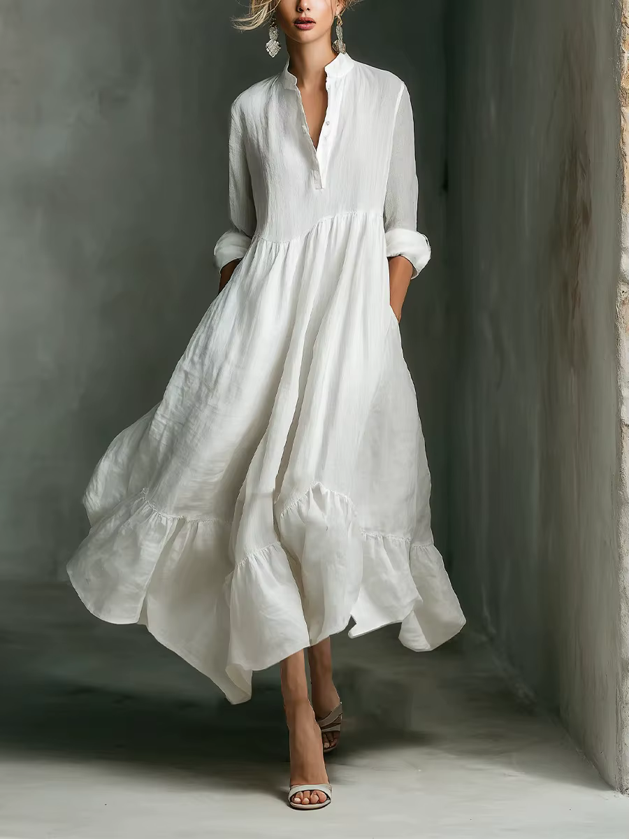 Robes longues décontractées blanches pour femmes 2026 – Nouvelle collection élégante de robes maxi a