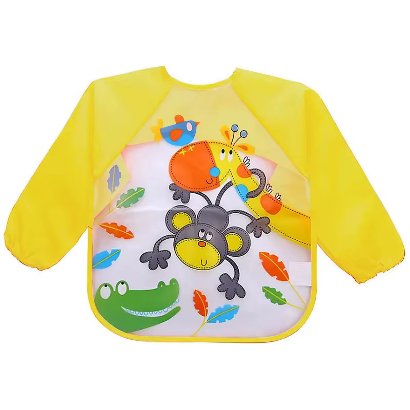 Bavoir d'alimentation imperméable à manches longues pour bébés et tout-petits, motif dessin animé, p