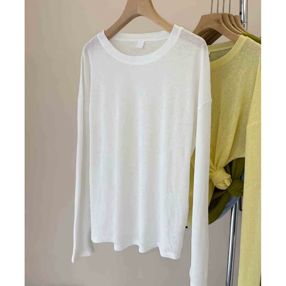 T-shirts à manches longues légèrement transparents pour femmes, vêtements de protection solaire d'ét