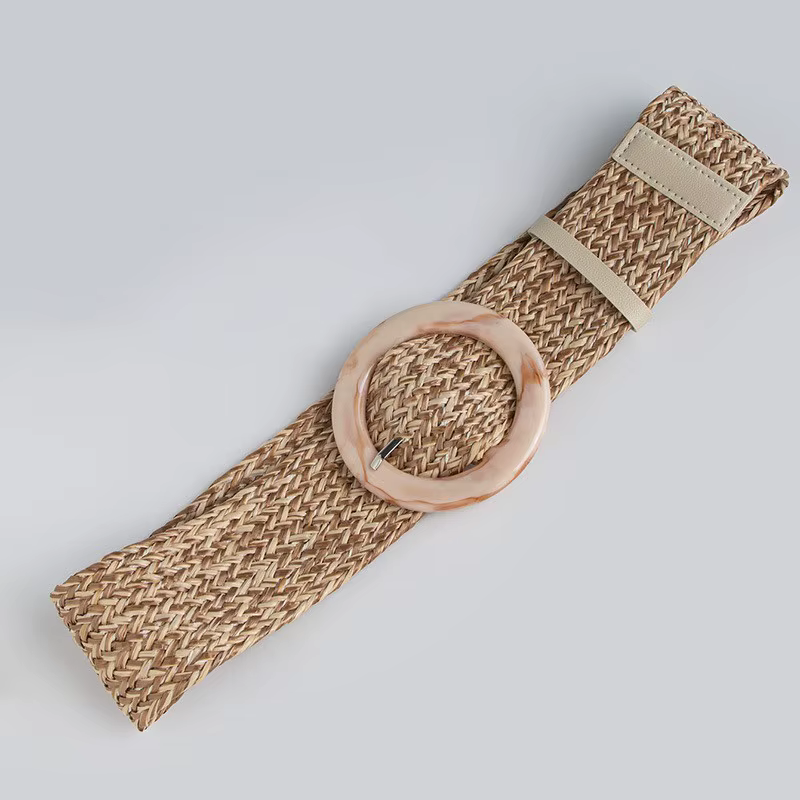 Ceinture tissée de style bohème pour femme, vacances naturelles, large, non commandée, ceinture PP e