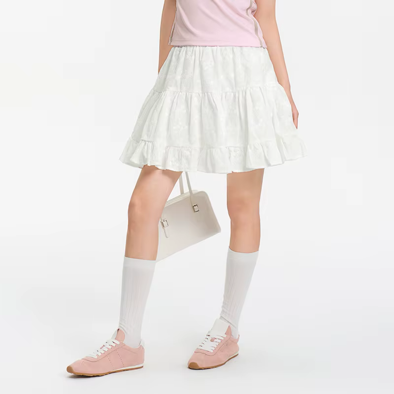 Jupe Femme Semir 2026 – Broderie, Coupe Évasée, Style Gâteau, Mignonne, Douce, Décontractée, Quotidi