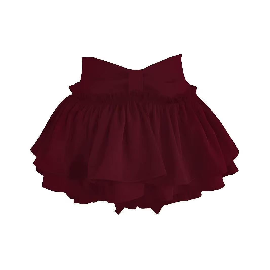 Jupe bouffante rouge style ballet pour femme, taille haute, jupe à volants en forme de A, mini-jupe 
