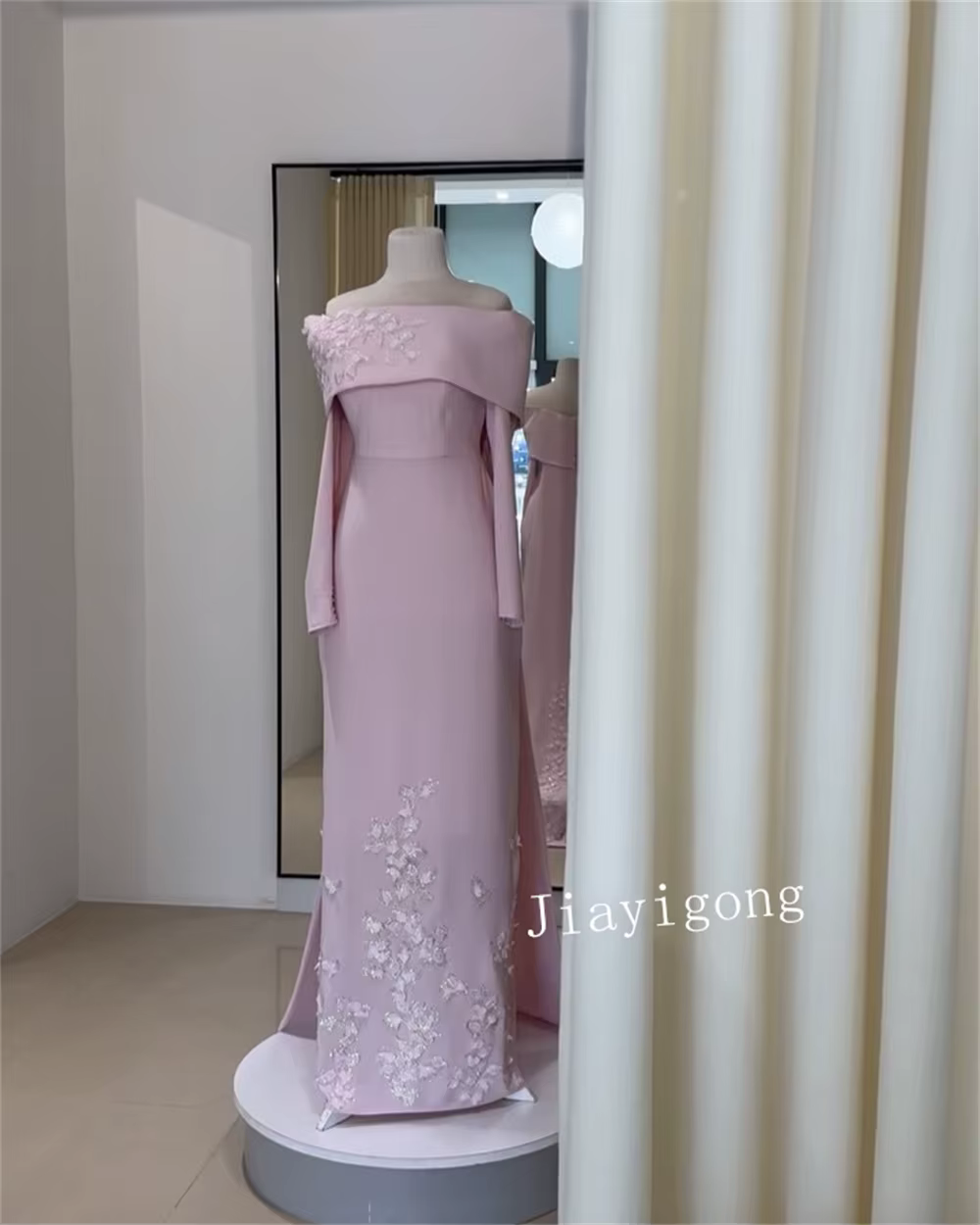 Robes longues à épaules dénudées à motif pailmétrage en jersey formel personnalisé, zones élégantes