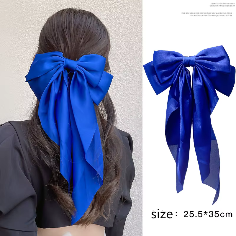 Barrette surdimensionnée à nœud pour femmes et filles, épingle à cheveux en mousseline de soie, Long