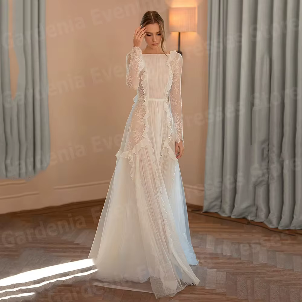 Charmante ligne A femmes robes De Soirée à manches longues robes De bal robes Para Mujer personnalis