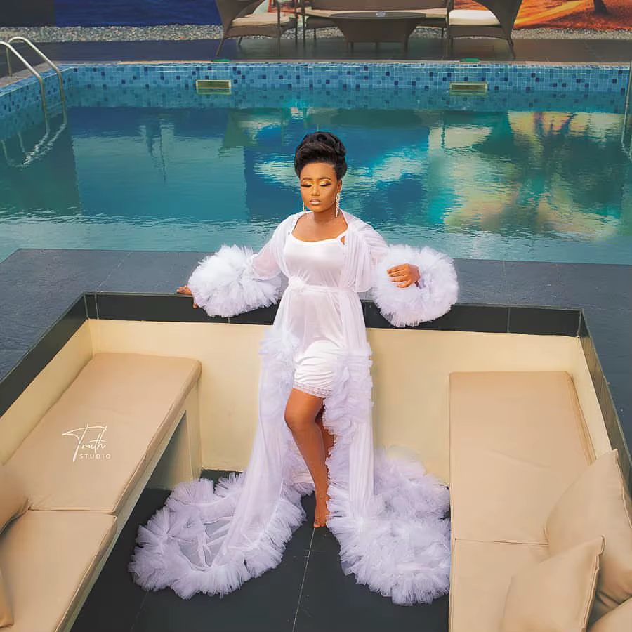 Robes en tulle classiques pour femmes, longues robes pour patients, manches longues bouffantes, trai