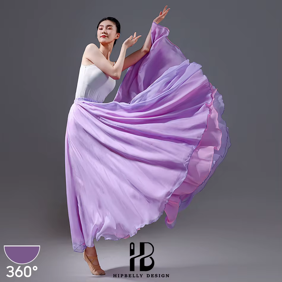 Jupe de danse classique 720 degrés double couche en Tencel fluide, vêtements d'entraînement, jupes d
