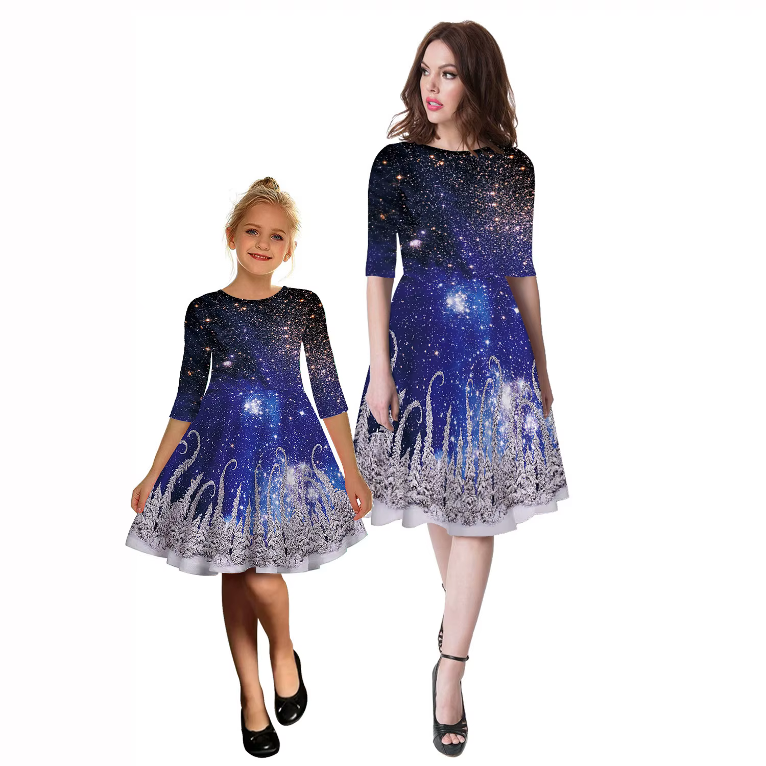 Robe de noël pour femmes, tenue sur le thème de l'arbre de noël, impression numérique 3D, motif à ca