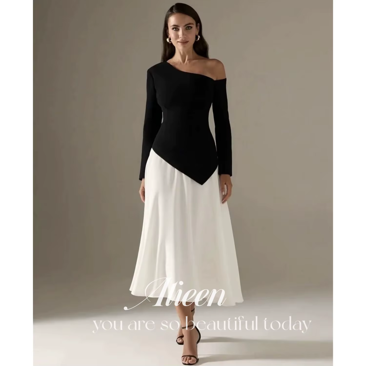 Aileen-Robe de Soirée Longue Personnalisée pour Femme, Tenue Élégante, Épaules Dénudées, pour Occasi