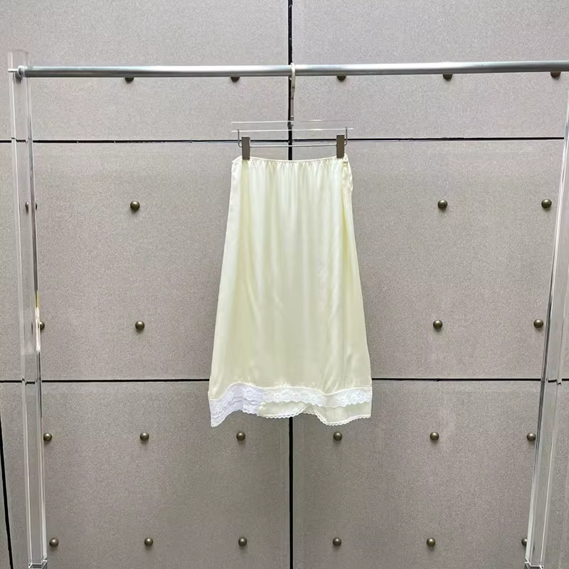 Jupe mi-longue femme à empiècements en dentelle, jupe trapèze taille basse, jupe midi décontractée e