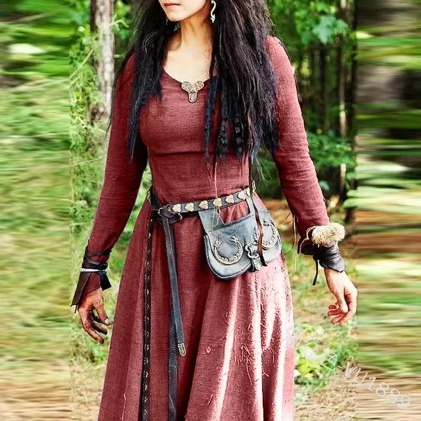 Robe médiévale femmes à manches longues Maxi Robe Vintage fée elfique Robe Renaissance celtique Viki