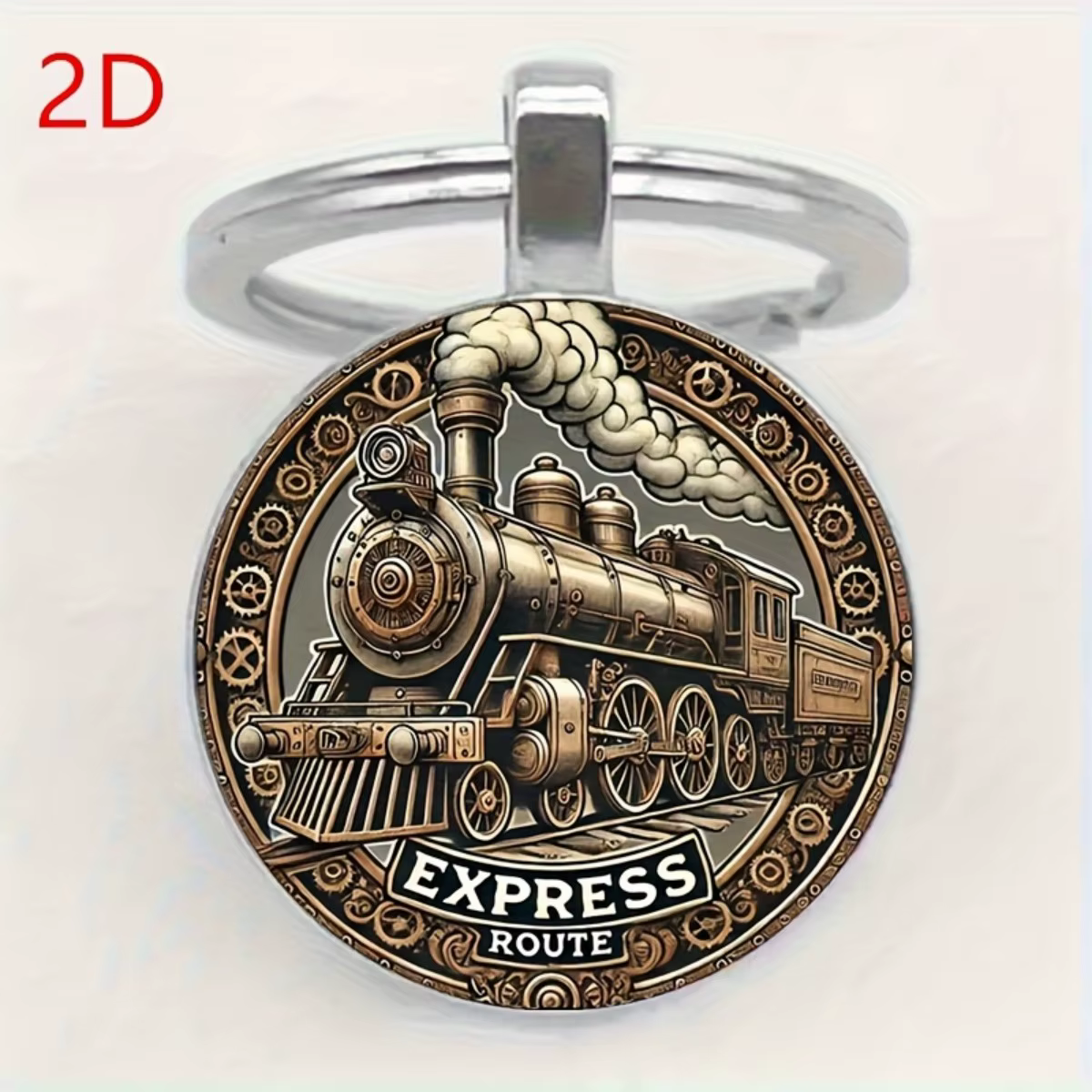 Porte-clés train vintage : Locomotive élégante en alliage de zinc avec détails ornés. Le cadeau idéa