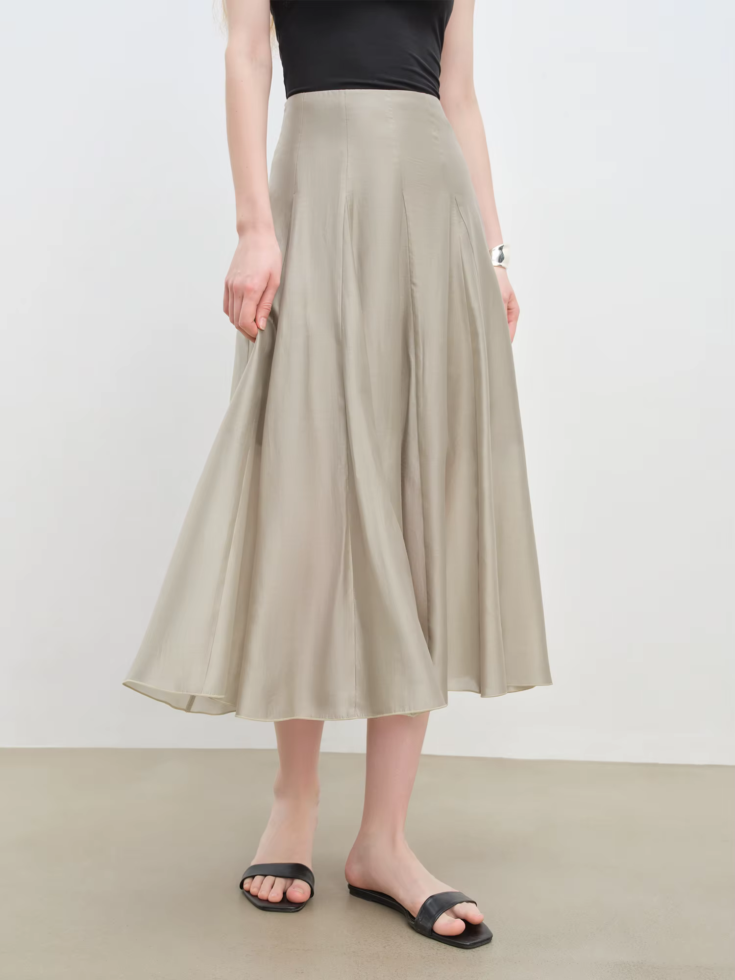 ZIQIAO – robe trapèze à coupe fendue pour femmes petites, demi-jupe mi-longue, Style élégant, nouvel